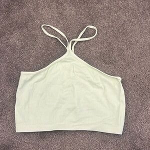 light green high neck crop top